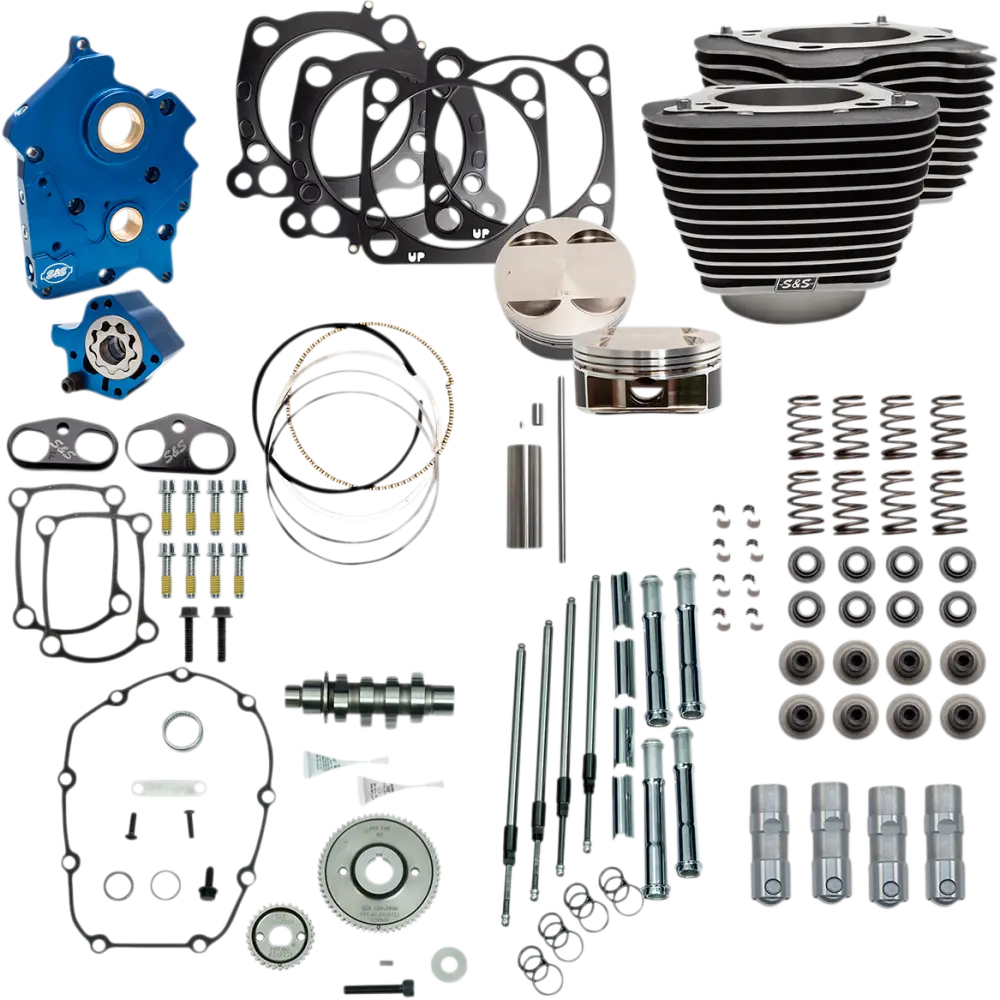 S&S 124’’ Power Packages for Milwaukee 8 - Water-Cooled / Highlighted Fins/Gear Drive/Chrome Covers - Engine Components