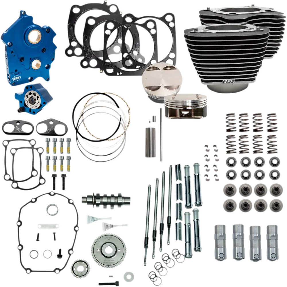 S&S 128’’ Power Package Milwaukee 8 - Oil-Cooled / Wrinkle Black/Highlighted Fins/Gear Drive - Engine Components