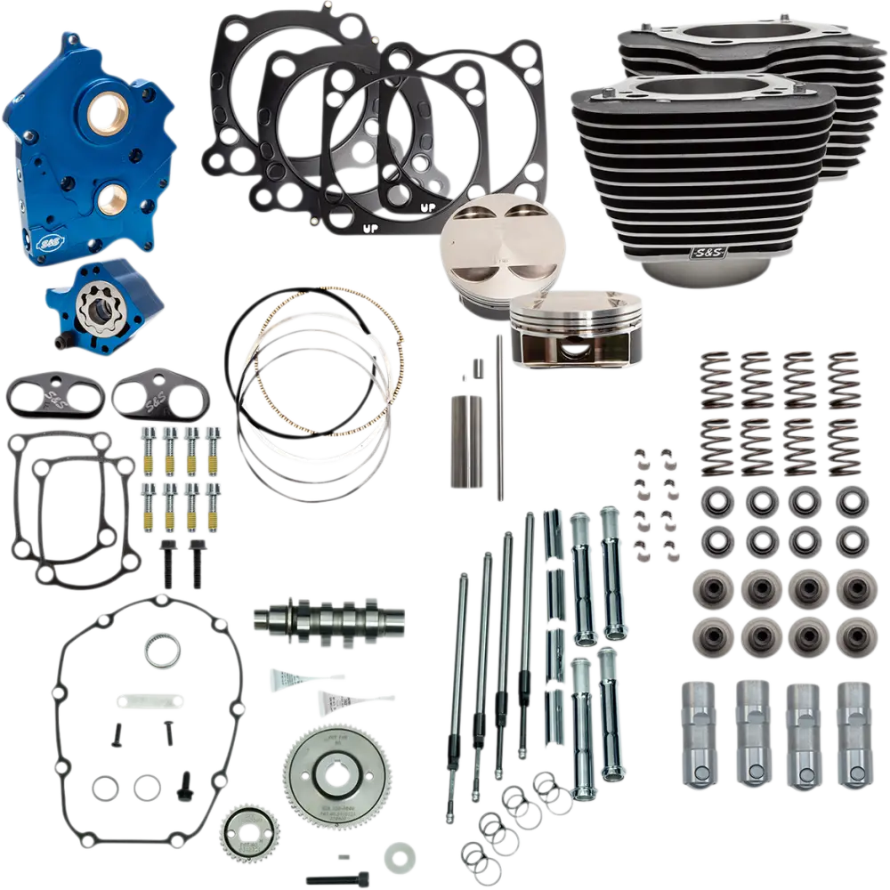 S&S 128’’ Power Package Milwaukee 8 - Water-Cooled / Wrinkle Black/Highlighted Fins/Gear Drive - Engine Components