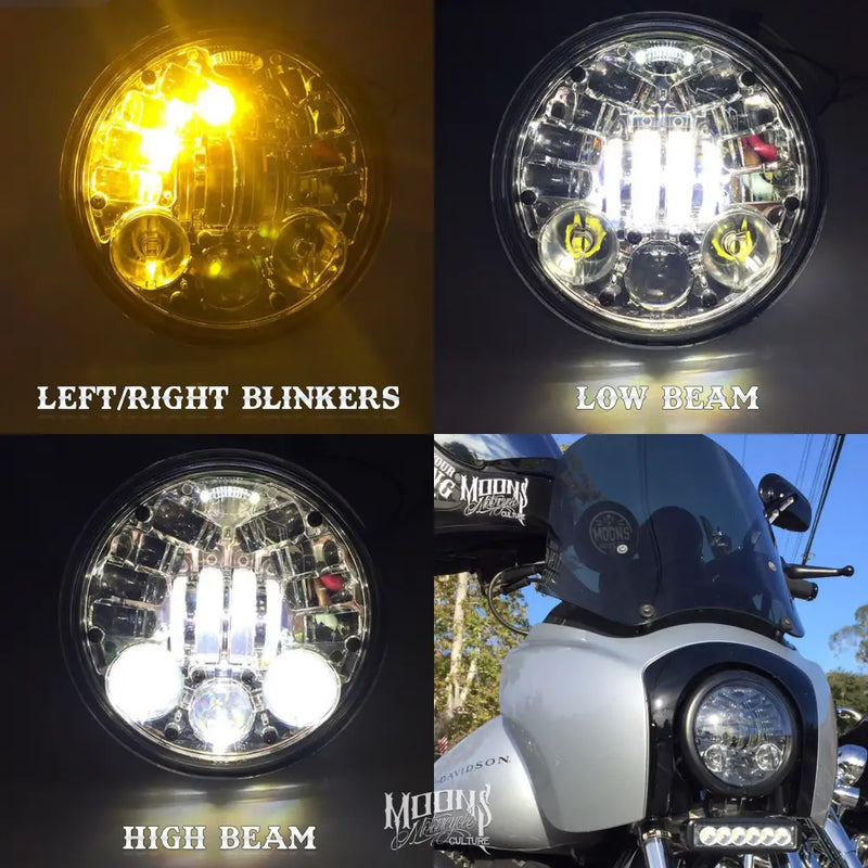 Load image into Gallery viewer, 5.75 MOONSMC¬Æ Moonmaker 3 LED Headlight For Harley - Lighting Components
