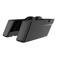 Black motorcycle saddlebags.