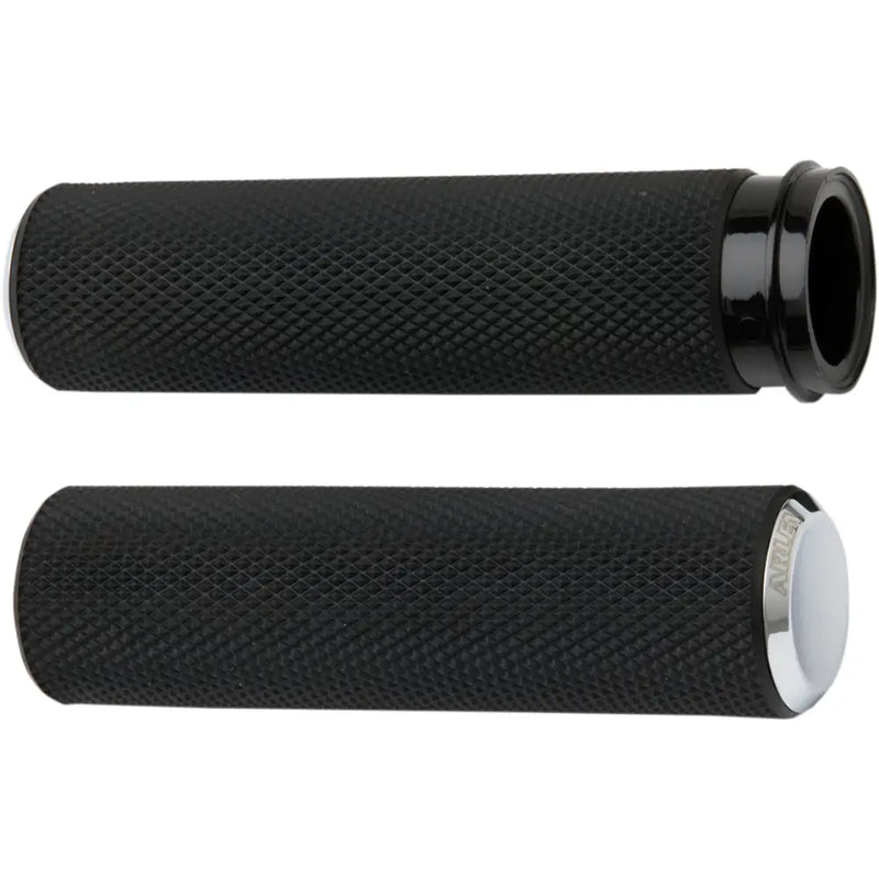 Load image into Gallery viewer, Arlen Ness Knurled Grips - Chrome / Cable - Hand/Foot Components
