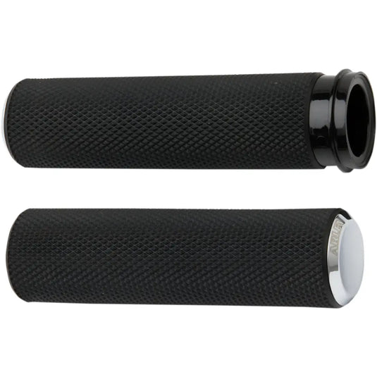 Arlen Ness Knurled Grips - Chrome / Cable - Hand/Foot Components