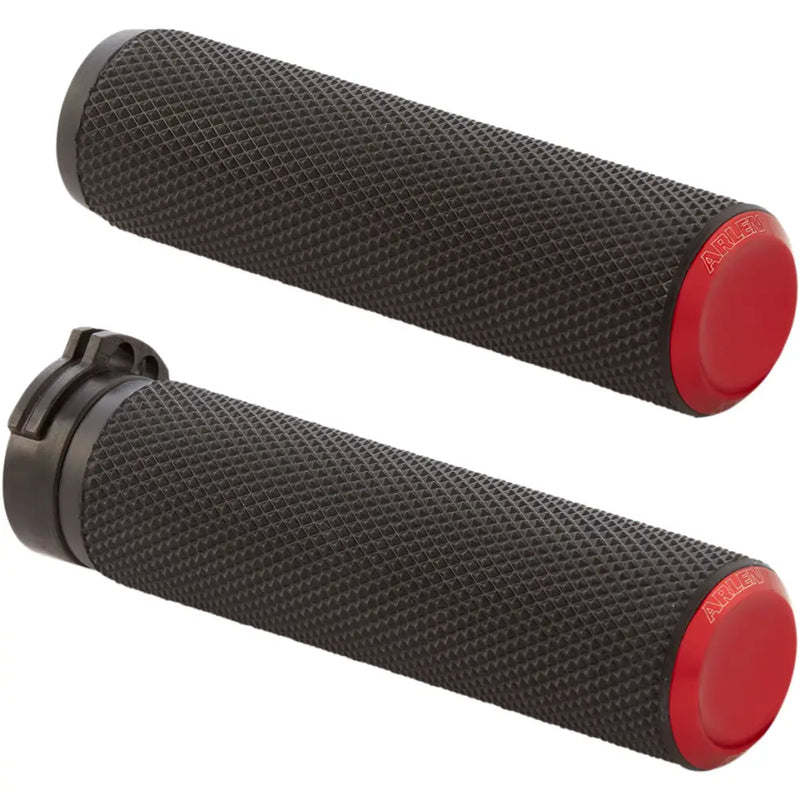 Load image into Gallery viewer, Arlen Ness Knurled Grips - Red / Cable - Hand/Foot Components
