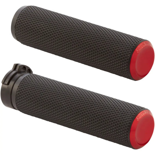 Arlen Ness Knurled Grips - Red / Cable - Hand/Foot Components