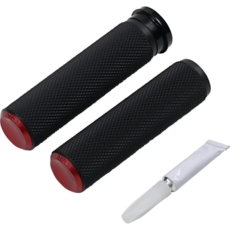 Load image into Gallery viewer, Arlen Ness Knurled Grips - Red / TBW - Hand/Foot Components
