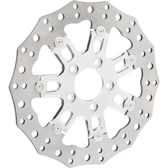 Arlen Ness Two-Piece Floating Rotors - 7 Valve Chrome / 11.8’’ Front / 08-13 Bagger, 06-17 FXD - Brake Components