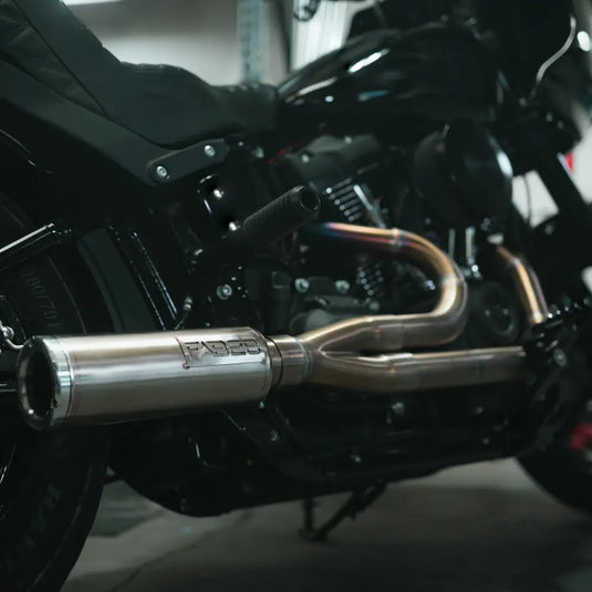 Fab 28 M8 Softail / Low Rider ST Exhaust - Stainless Steel / No / Canister Muffler - Exhaust Systems