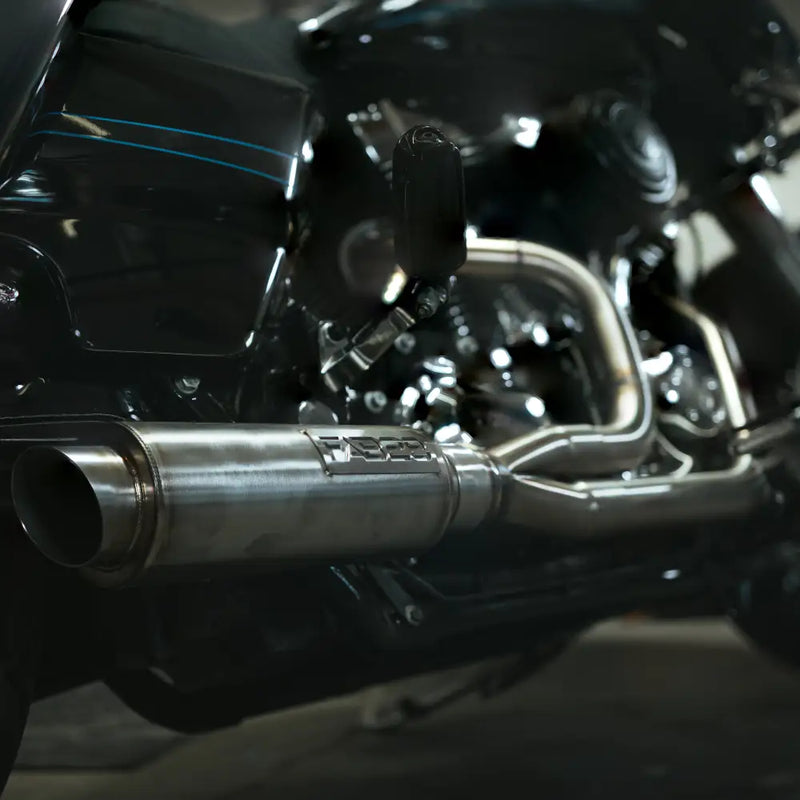 Load image into Gallery viewer, Fab 28 Twin Cam Bagger Exhaust - Stainless Steel / Euro Muffler - Exhaust Systems
