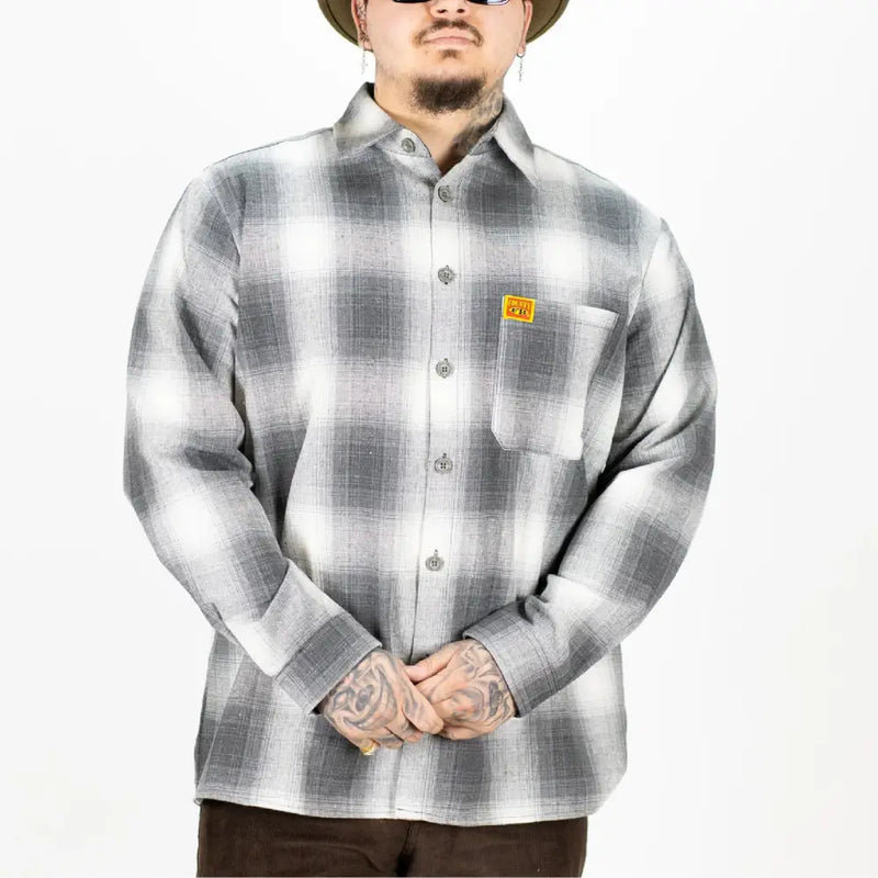 Load image into Gallery viewer, FB County Men’s Long Sleeves Checker Shirt - Small / Charcoal-White - Clothing
