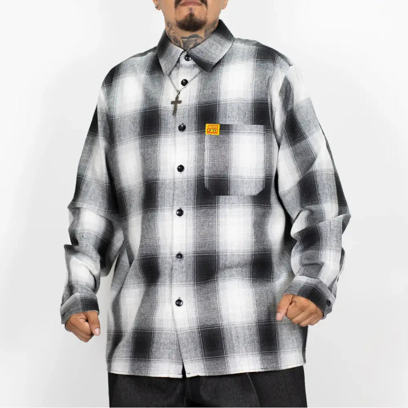 Load image into Gallery viewer, FB County Men’s Long Sleeves Checker Shirt - Small / White-Black - Clothing
