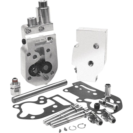 Jims Flow Pro 1 Billet Oil Pump Complete Assemblies - 73-91 Big Twin (1/2 NPT Fittings) / Polished w/ Top Feed/Return