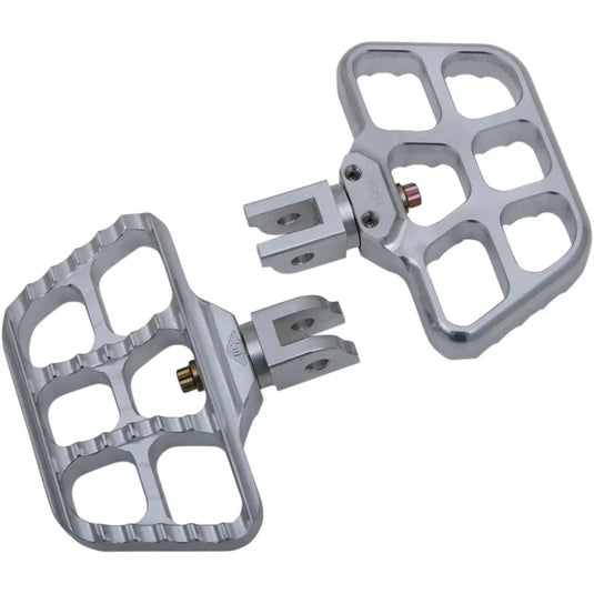 Joker Machine Mini Serrated Floorboards - Raw Aluminum / M8 Softail Mount - Hand/Foot Components