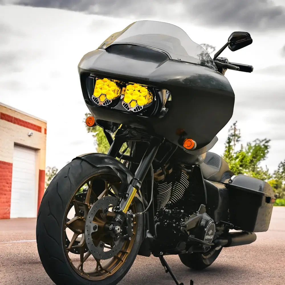 Black touring motorcycle.