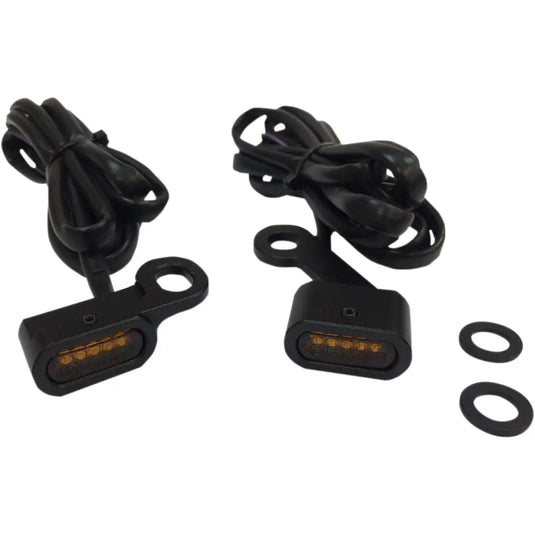 LED Handlebar Marker Lights - 04-21 XL Black W/ Amber Lens (138) - Lighting Components