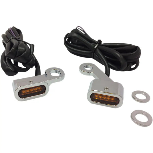 LED Handlebar Marker Lights - 04-21 XL Chrome W/ Amber Lens (136) - Lighting Components