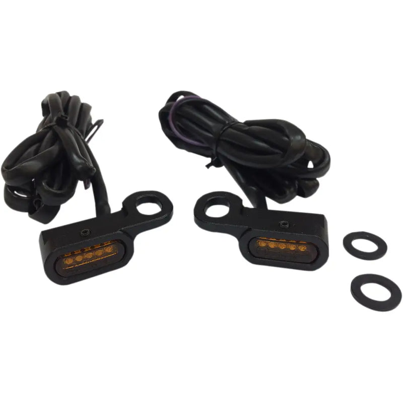 Load image into Gallery viewer, LED Handlebar Marker Lights - 09-16 FL/16-17 FLSS/09-17 VROD (Hydro Clutch) Black W/ Amber Lens (130) - Lighting
