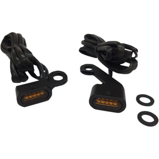 LED Handlebar Marker Lights - 09-17 FL/15-21 Softail/04-21 XL (Mechanical Clutch) Black W/ Amber Lens (142) - Lighting