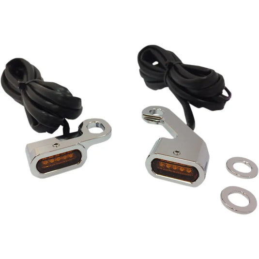 LED Handlebar Marker Lights - 09-17 FL/15-21 Softail/04-21 XL (Mechanical Clutch) Chrome W/ Amber Lens (140) - Lighting