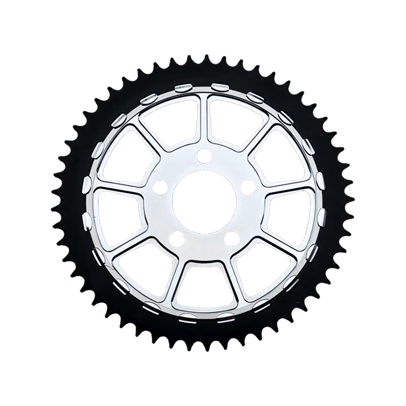 Lyndall 9-Spoke Lug-Drive Sprocket - Black/Chrome Center / 48 - Sprockets