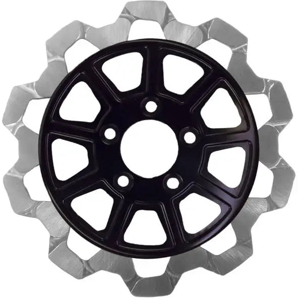 Load image into Gallery viewer, Lyndall Brakes Bow Tie 9 Spoke Rotors - 08-13 FLT/06-17 FXD/M8 Softail / Black/Silver / Front - Brake Components
