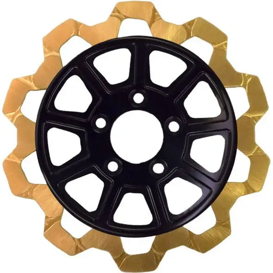 Lyndall Brakes Bow Tie 9 Spoke Rotors - 08-22 FLT / Black/Gold / Rear - Brake Components