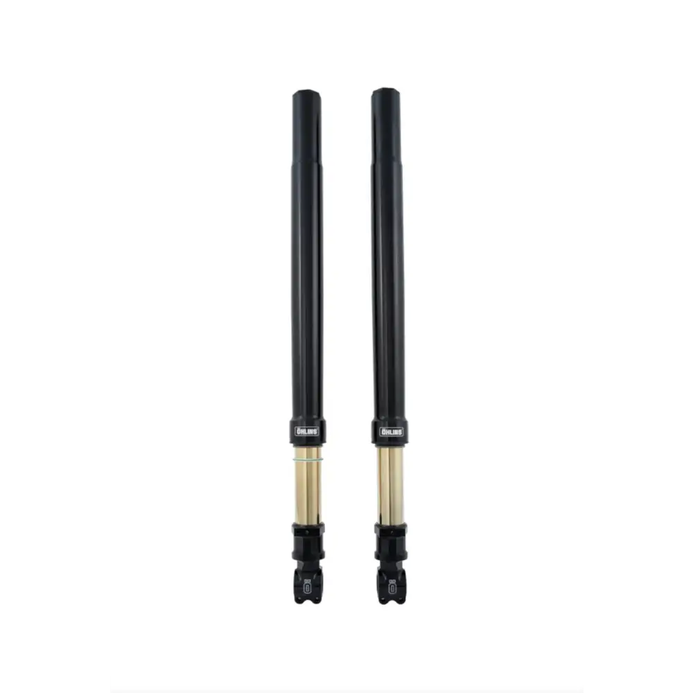 Two black and gold motorcycle forks.