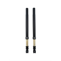 Two black and gold motorcycle forks.