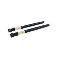 Two black and gold hydraulic cylinders.