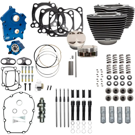 S&S 124’’ Power Packages for Milwaukee 8 - Oil-Cooled / Highlighted Fins/Chain Drive/Black Covers - Engine Components