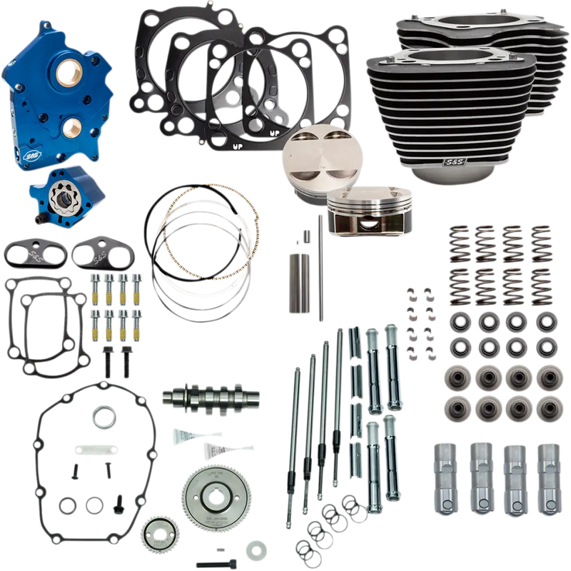 Load image into Gallery viewer, S&amp;S 124’’ Power Packages for Milwaukee 8 - Oil-Cooled / HIghlighted Fins/Gear Drive/Chrome Pushrods - Engine Components
