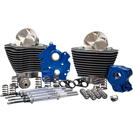 S&S 124’’ Power Packages for Milwaukee 8 - Oil-Cooled / Highlighted Fins/Chain Drive/Chrome Covers - Engine Components