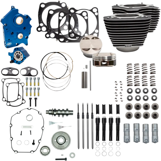 S&S 124’’ Power Packages for Milwaukee 8 - Water-Cooled / Highlighted Fins/Gear Drive/Black Covers - Engine Components