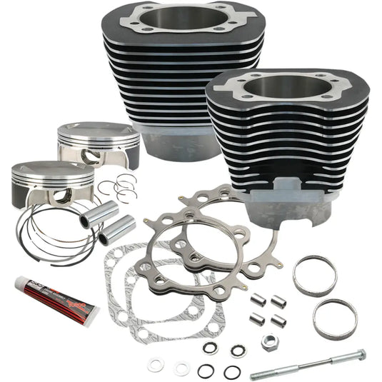 S&S Big Bore Kits Twin Cam 07-17 - Black Powder / 117’’ 4.125 for 4 3/8 Stroke 10.5:1 - Engine Components