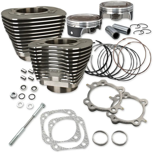 S&S Big Bore Kits Twin Cam 07-17 - Black Powder / 124’’ 4.125 for 4 5/8 Stroke 11.4:1 - Engine Components