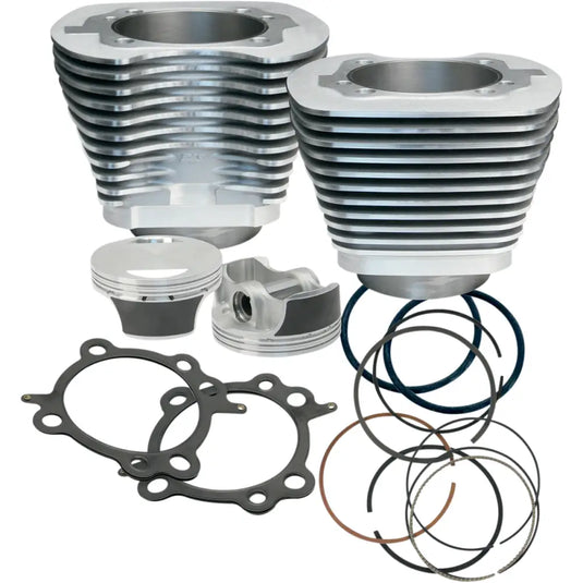 S&S Big Bore Kits Twin Cam 07-17 - Silver Powder / 106’’ 3.937 for 4 3/8 Stroke 10:1 - Engine Components