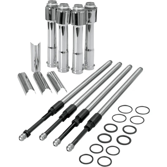 S&S Quickee Pushrods with Covers - 04-19 XL Chrome - Engine Components