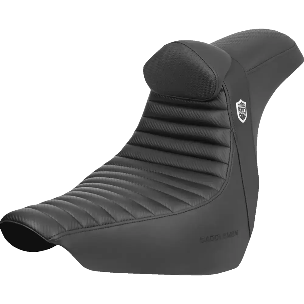 SADDLEMEN Pro Series SDC Performance Seat - w/ Backrest - Tuck-n-Roll/Carbon Fiber - Gripper - FLSB/FX '18-'24 SC81829TB