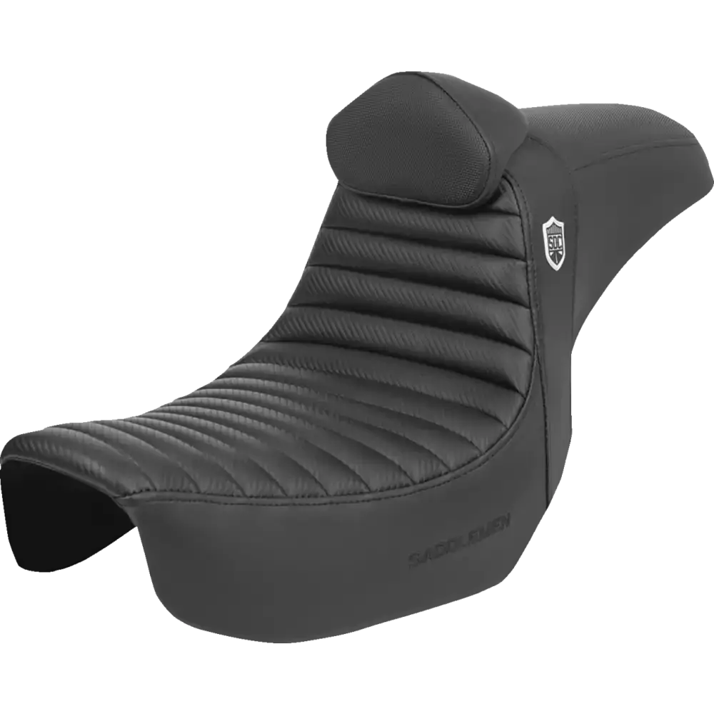 SADDLEMEN Pro Series SDC Performance Seat - w/ Backrest - Tuck-n-Roll/Carbon Fiber - Gripper - Dyna '06-'17 SC80604TB