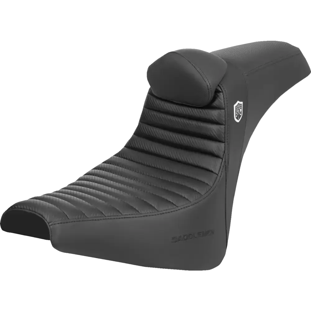 SADDLEMEN Pro Series SDC Performance Seat - w/ Backrest - Tuck-n-Roll/Carbon Fiber - Gripper - FX '18-'24 SC81830TB