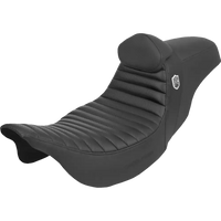 SADDLEMEN Pro Series SDC Performance Seat - w/ Backrest - Tuck-n-Roll/Carbon Fiber - Gripper - FLH/FLT '08-'23 SC80807TB