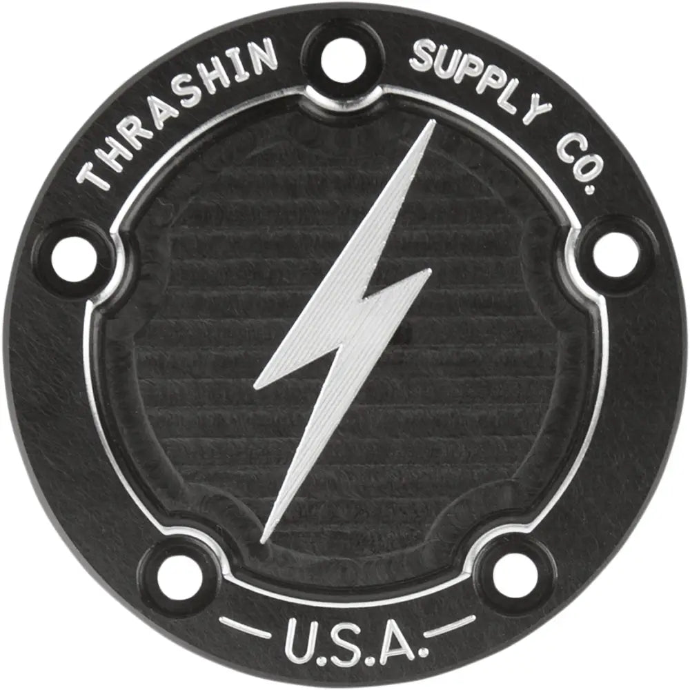 Thrashin Supply Co Points Covers - Twin Cam Dished Black - Engine Components